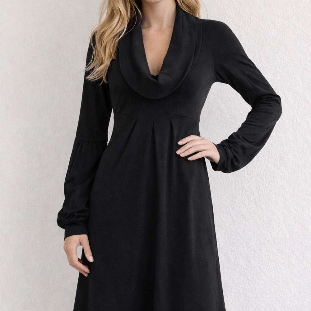 Diane Von Furstenberg Bilboa Black Cowl Neck 100% Wool Sweater Dress 4